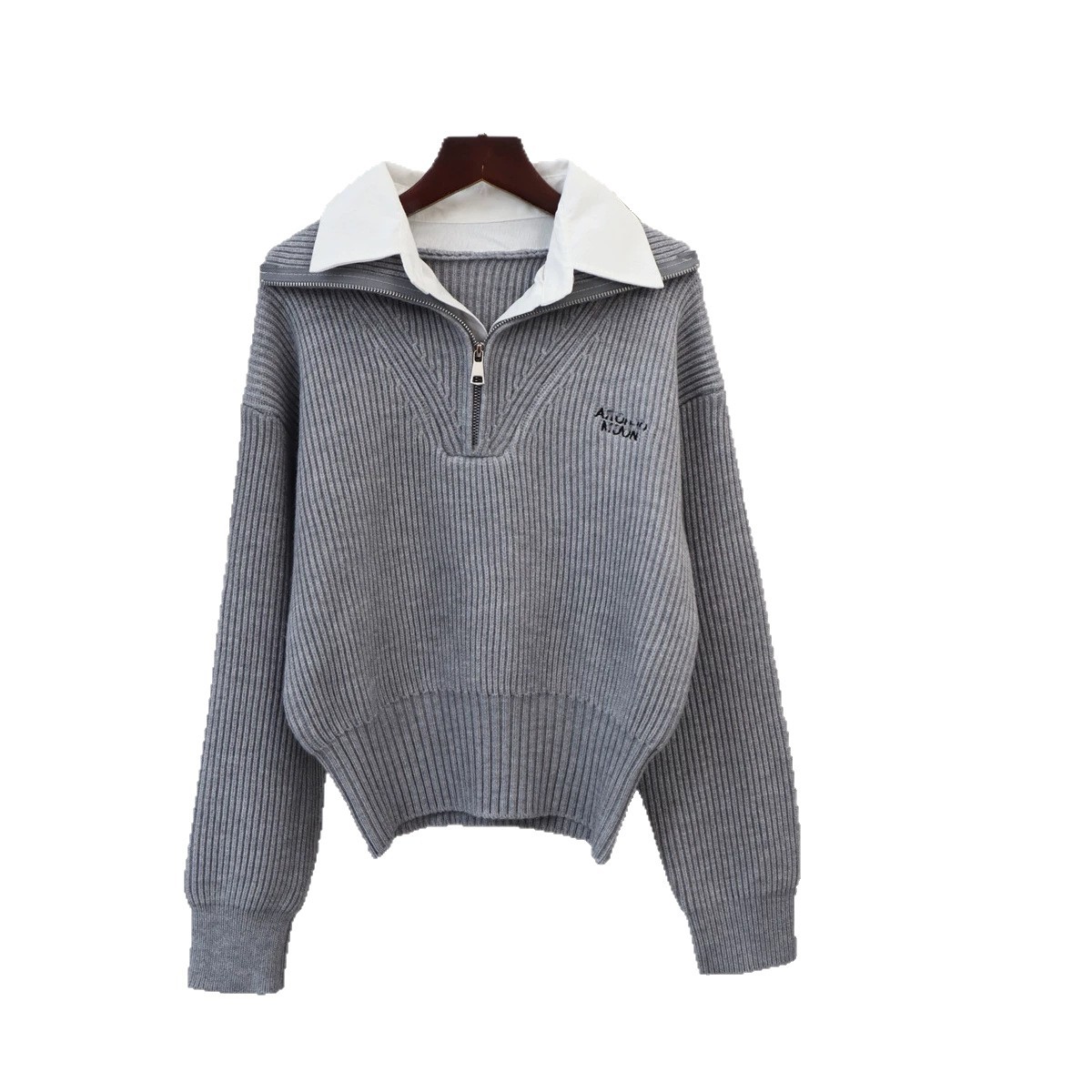 Half zip polo collar top