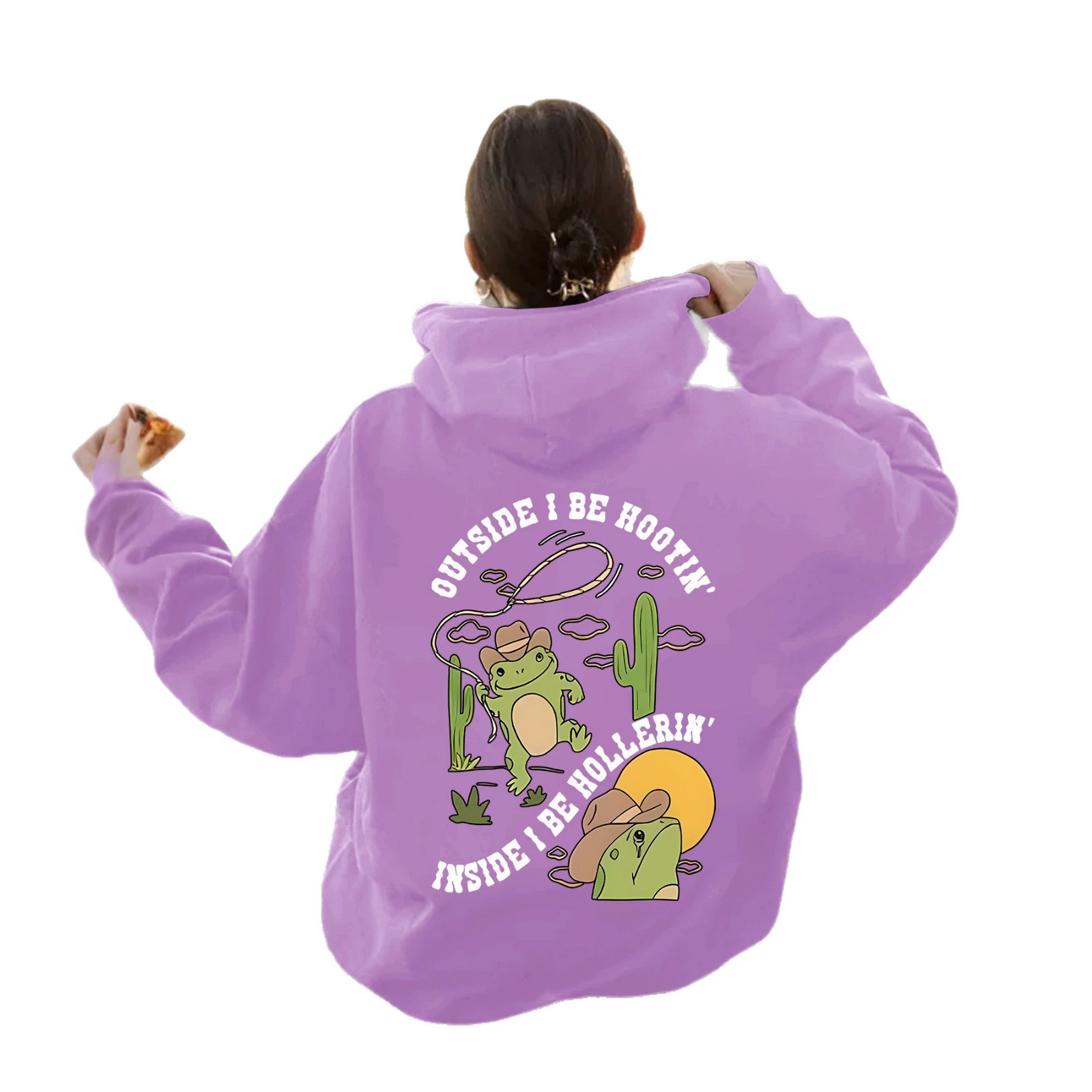 Frog and Cactus Pattern Hoodie