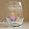 Dog Mom wine glass with "A woman cannot survive on wine alone" quote, 15oz