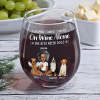Dog mom wine glass with "A woman cannot survive on wine alone" quote and dog design